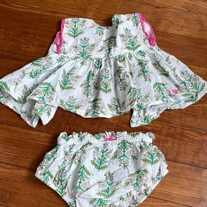 6-12 months pink chicken two piece bloomer set